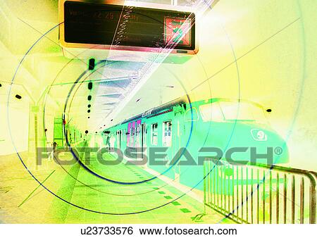 Stock Illustration - Composite Image, Digital Clock, Group Of People. Fotosearch