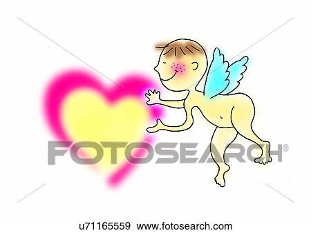 illustration, angel, boy, cupid, cute, smile, wing View Large Illustration Stock Illustration - illustration, angel, boy, cupid, cute, smile, wing. Fotosearch