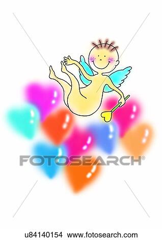 Stock Illustration - illustration, angel, boy, cupid, cute, smile, wing. Fotosearch