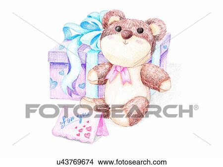 illustration, bear, cute, present, cute, packing View Large Illustration Stock Illustration - illustration, bear, cute, present, cute, packing. Fotosearch