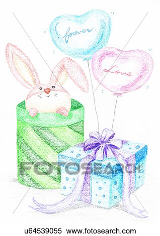 illustration, bear, rabbit, present, cute, packing, bow View Large Illustration Stock Illustration - illustration, bear, rabbit, present, cute, packing, bow. Fotosearch