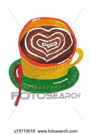 illustration, coffee, coffee cup, heart View Large Illustration Stock Illustration - illustration, coffee, coffee cup, heart. Fotosearch