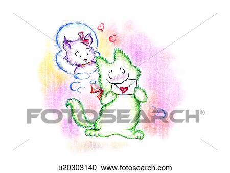 illustration, heart, cat, kiss, love, letter View Large Illustration Clipart - illustration, heart, cat, kiss, love, letter. Fotosearch
