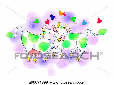 illustration, heart, cow, kiss, love View Large Illustration Stock Illustration - illustration, heart, cow, kiss, love. Fotosearch