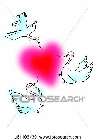 illustration, heart, duck View Large Illustration Stock Illustration - illustration, heart, duck. Fotosearch