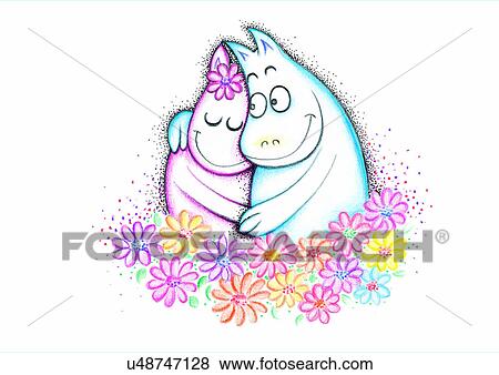 illustration, heart, hippo, kiss, love, flower View Large Illustration Stock Illustration - illustration, heart, hippo, kiss, love, flower. Fotosearch