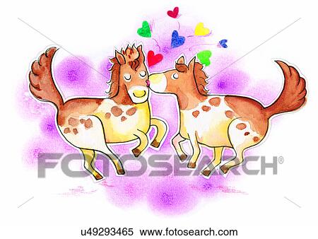 illustration, heart, horse, kiss, love View Large Illustration Stock Illustration - illustration, heart, horse, kiss, love. Fotosearch