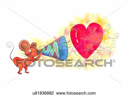 illustration, heart, mouse, louder speaker View Large Illustration Drawing - illustration, heart, mouse, louder speaker. Fotosearch