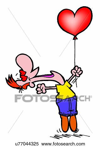 Stock Illustration - illustration, heart, person, balloon. Fotosearch