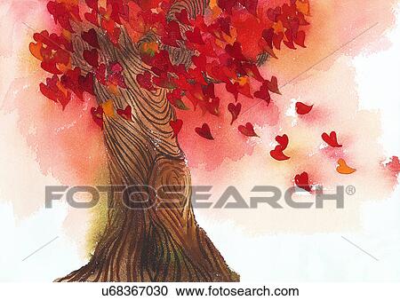 Clipart - illustration, heart, person, tree. Fotosearch