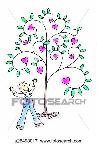 Stock Illustration - illustration, heart, person, tree. Fotosearch