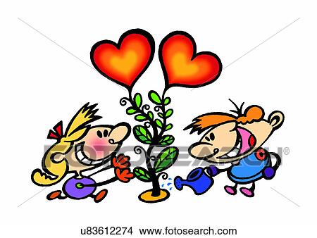 illustration, heart, person, tree, water View Large Illustration Stock Illustration - illustration, heart, person, tree, water. Fotosearch