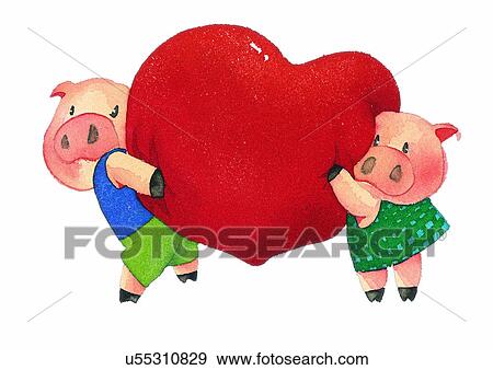 illustration, heart, pig View Large Illustration Stock Illustration - illustration, heart, pig. Fotosearch