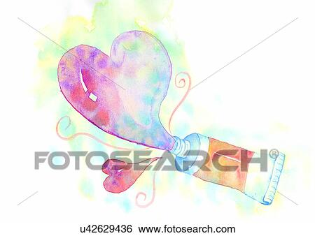 illustration, heart, tooth paste View Large Illustration Stock Illustration - illustration, heart, tooth paste. Fotosearch