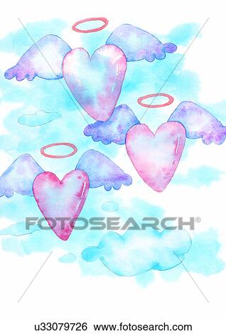 Stock Illustration - illustration, heart, wing, ring. Fotosearch