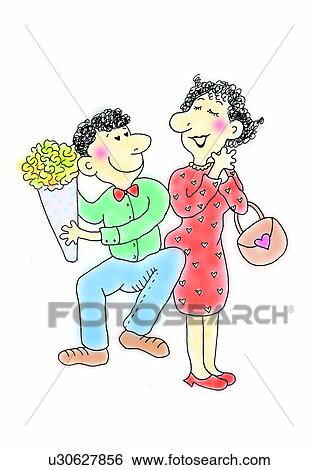 illustration, person, fall in love, flower View Large Illustration Stock Illustration - illustration, person, fall in love, flower. Fotosearch