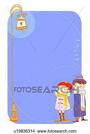 Stock Illustration - Image Dictionary, illustration, background, frame, street light, streetlamp, lamp. Fotosearch