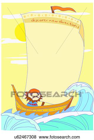 Stock Illustration - Image Dictionary, illustration, background, frame, sea, ocean, boat. Fotosearch