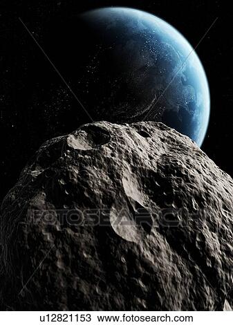 Asteroid approaching Earth, artwork View Large Illustration Drawing - Asteroid approaching Earth, artwork. Fotosearch
