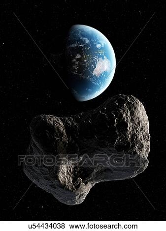 Asteroid approaching Earth, artwork View Large Illustration Stock Illustration - Asteroid approaching Earth, artwork. Fotosearch