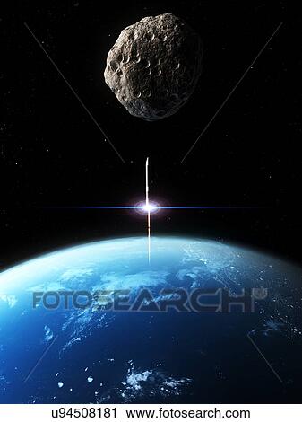 Clip Art - Asteroid defence missile, artwork. Fotosearch