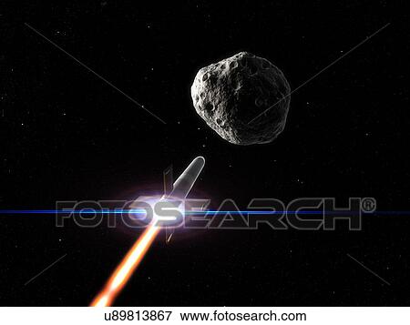 Stock Illustration - Asteroid defence missile, artwork. Fotosearch
