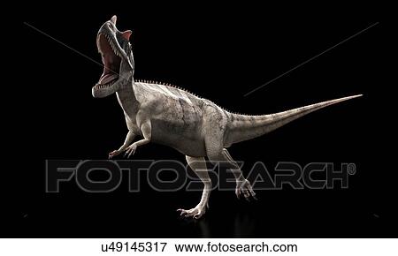 Stock Illustration - Ceratosaurus dinosaur, artwork. Fotosearch
