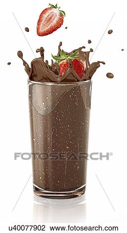Drawing - Chocolate milkshake, artwork. Fotosearch