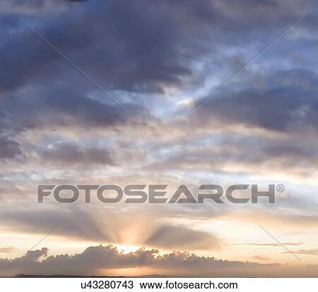 Clouds at sunset, artwork View Large Illustration Drawing - Clouds at sunset, artwork. Fotosearch