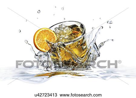 Cocktail splashing into water, artwork View Large Illustration Drawing - Cocktail splashing into water, artwork. Fotosearch