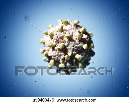 Stock Illustration - Coxsackie B3 virus particle, artwork. Fotosearch