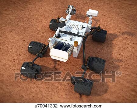 Curiosity Mars rover, artwork View Large Illustration Drawing - Curiosity Mars rover, artwork. Fotosearch