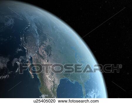 Earth from space, artwork View Large Illustration Clipart - Earth from space, artwork. Fotosearch