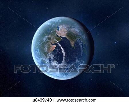 Earth-like alien planet, artwork View Large Illustration Clip Art - Earth-like alien planet, artwork. Fotosearch