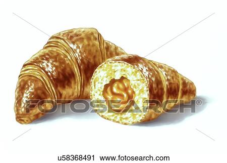 Filled croissant, artwork View Large Illustration Clip Art - Filled croissant, artwork. Fotosearch