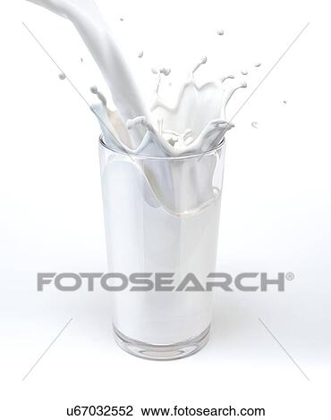 Drawing - Glass of milk, artwork. Fotosearch
