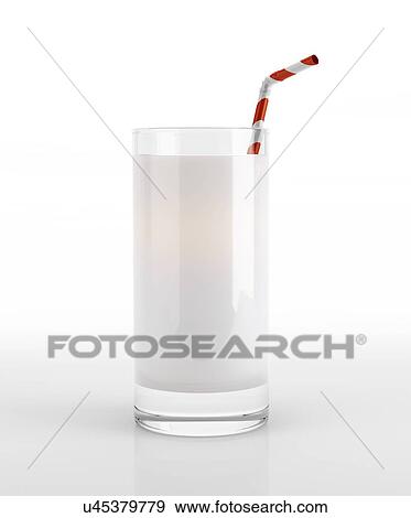 Stock Illustration - Glass of milk, artwork. Fotosearch