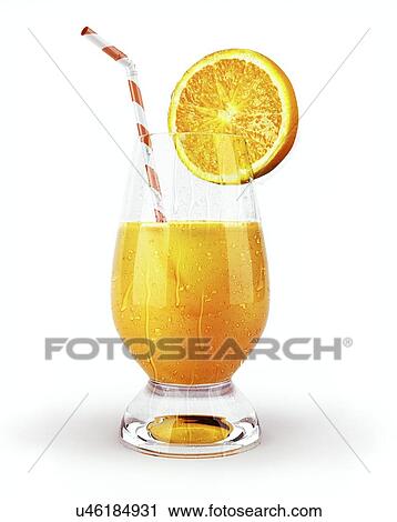 Clip Art - Glass of orange juice, artwork. Fotosearch