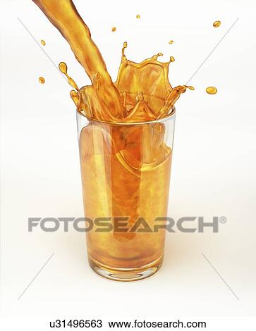 Drawing - Glass or orange juice, artwork. Fotosearch