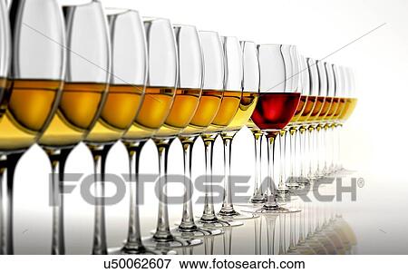 Stock Illustration - Glasses of wine, artwork. Fotosearch