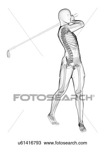 Drawing - Golf player, artwork. Fotosearch