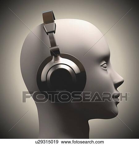 Headphone use, artwork View Large Illustration Stock Illustration - Headphone use, artwork. Fotosearch