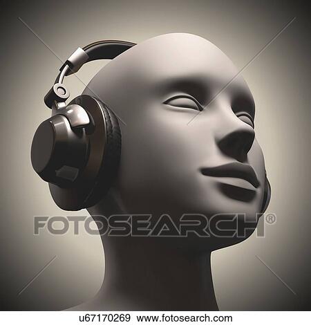 Headphone use, artwork View Large Illustration Stock Illustration - Headphone use, artwork. Fotosearch