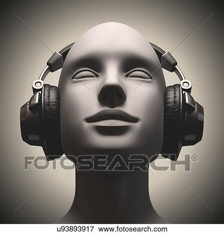 Headphone use, artwork View Large Illustration Stock Illustration - Headphone use, artwork. Fotosearch