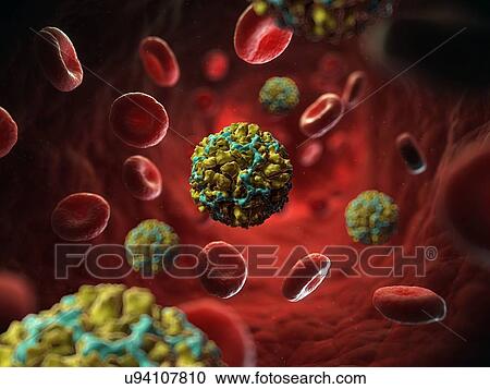 Clipart - Human rhinovirus 14, artwork. Fotosearch