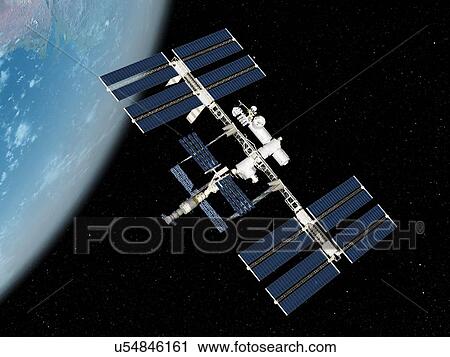 Clip Art - International Space Station, artwork. Fotosearch