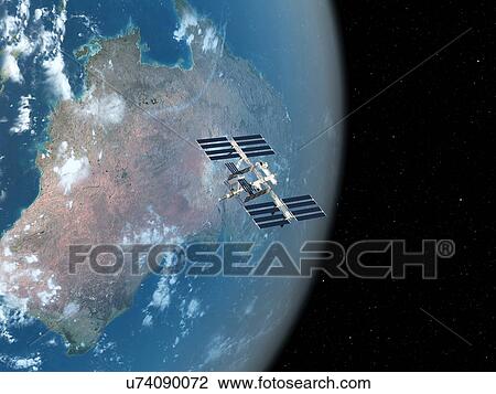 Drawing - International Space Station, artwork. Fotosearch
