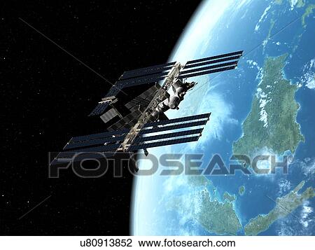 International Space Station, artwork View Large Illustration Drawing - International Space Station, artwork. Fotosearch