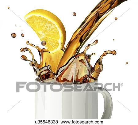 Stock Illustration - Lemon tea, artwork. Fotosearch