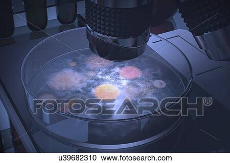 Clipart - Microbiology research, artwork. Fotosearch